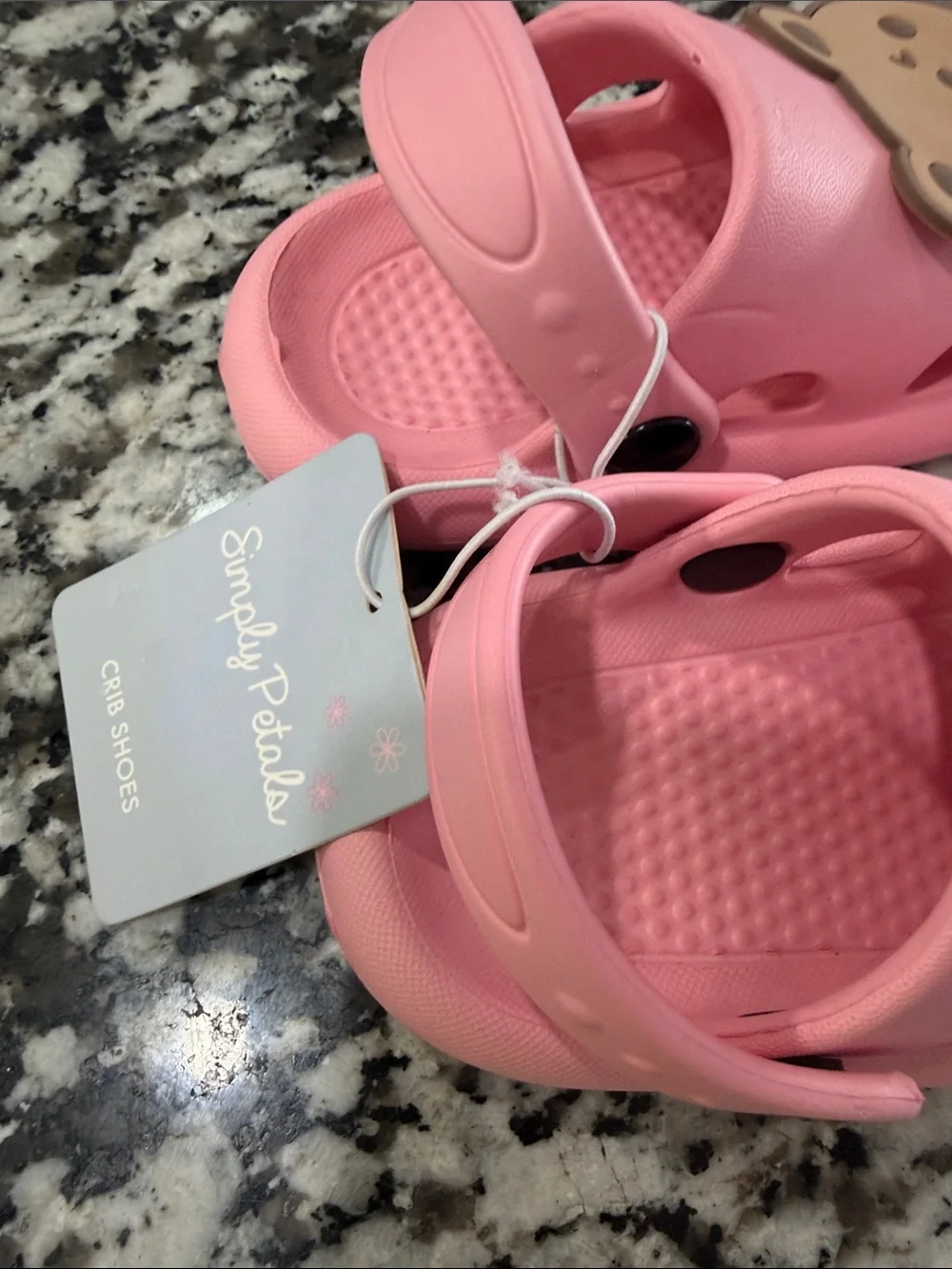 Pink Baby Crib Clogs with Bear Accent